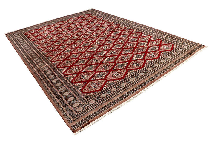 Firebrick Red Pakistani Jaldar Rug 8' x 11' Hand-Knotted | No. QA65324