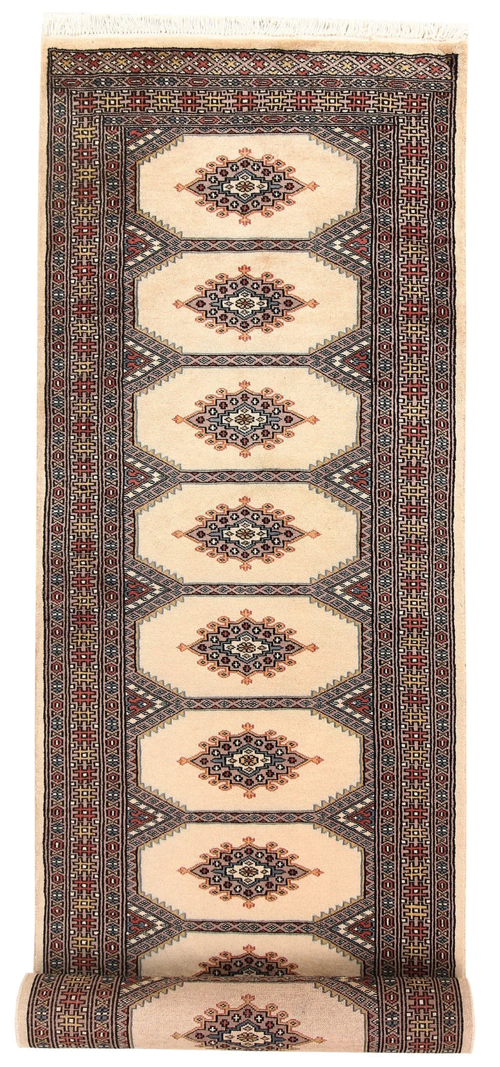 Wheat Pakistani Jaldar Runner Rug 2' 7" x 10' Hand-Knotted | No. QA65340