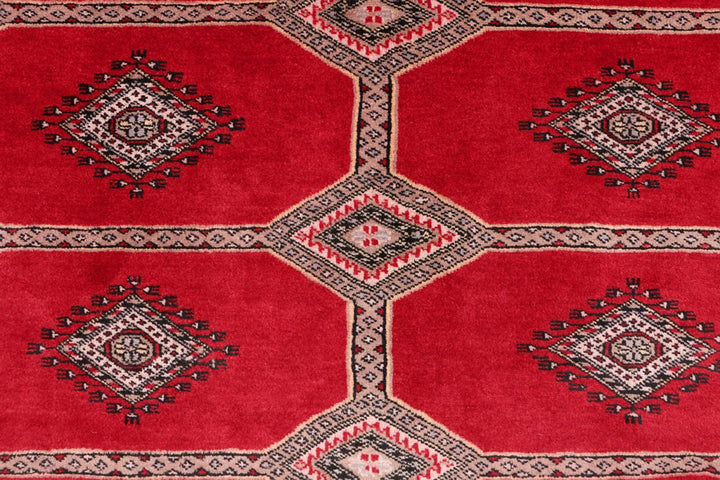 Firebrick Pakistani Jaldar Rug 5' 6" x 8' Hand-Knotted | No. QA65344
