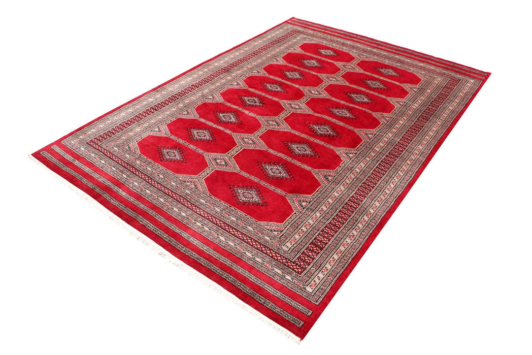 Firebrick Pakistani Jaldar Rug 5' 6" x 8' Hand-Knotted | No. QA65344