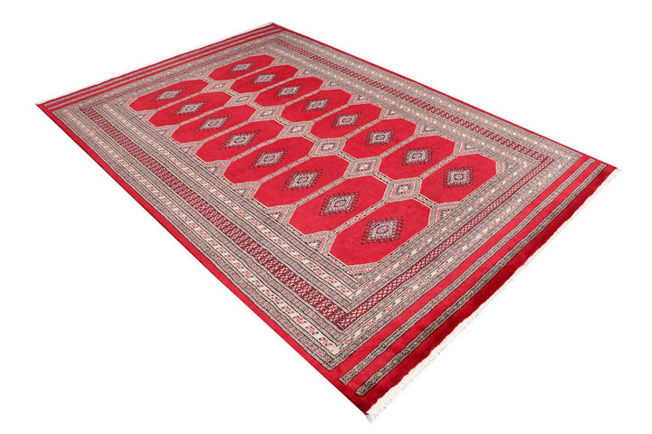 Firebrick Pakistani Jaldar Rug 5' 6" x 8' Hand-Knotted | No. QA65344