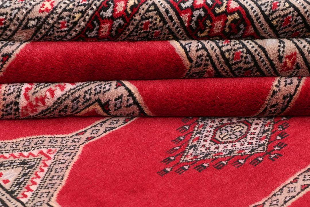 Firebrick Pakistani Jaldar Rug 5' 6" x 8' Hand-Knotted | No. QA65344