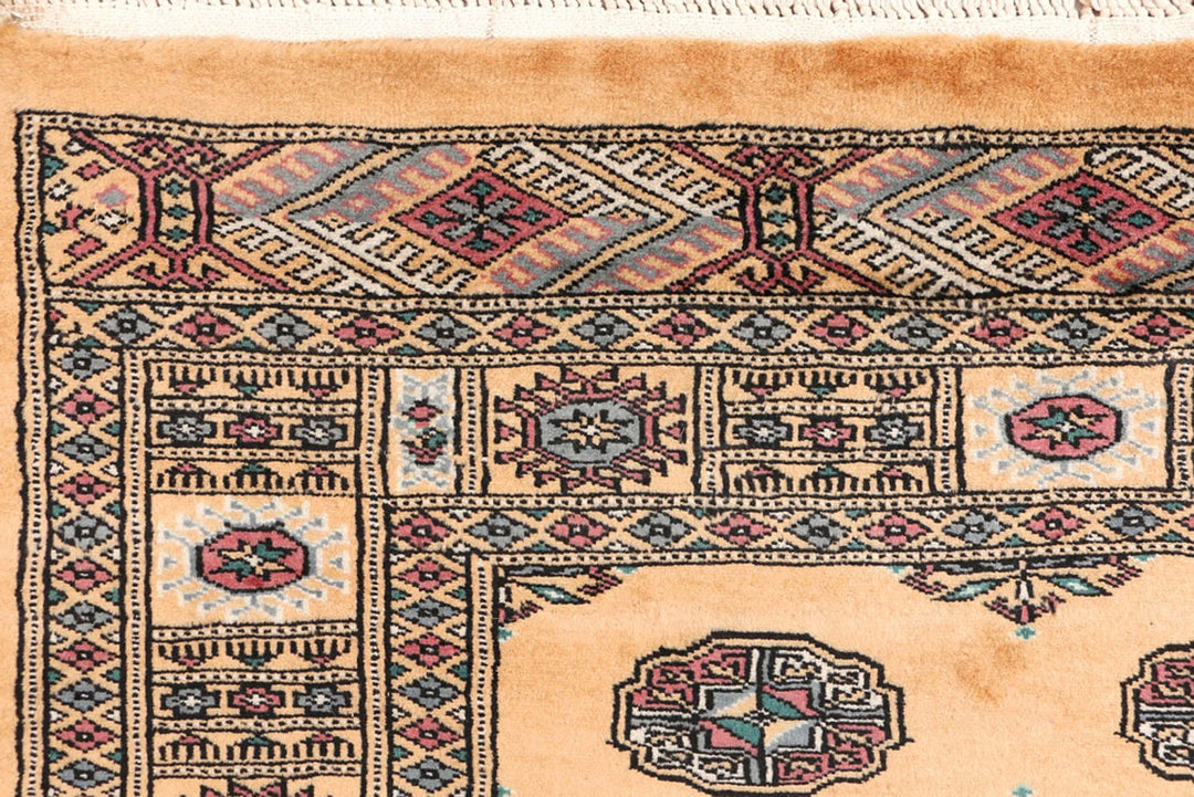 Yellow Pakistani Bokhara Rug 3' 2" x 5' 11" Hand-Knotted | No. QA65380