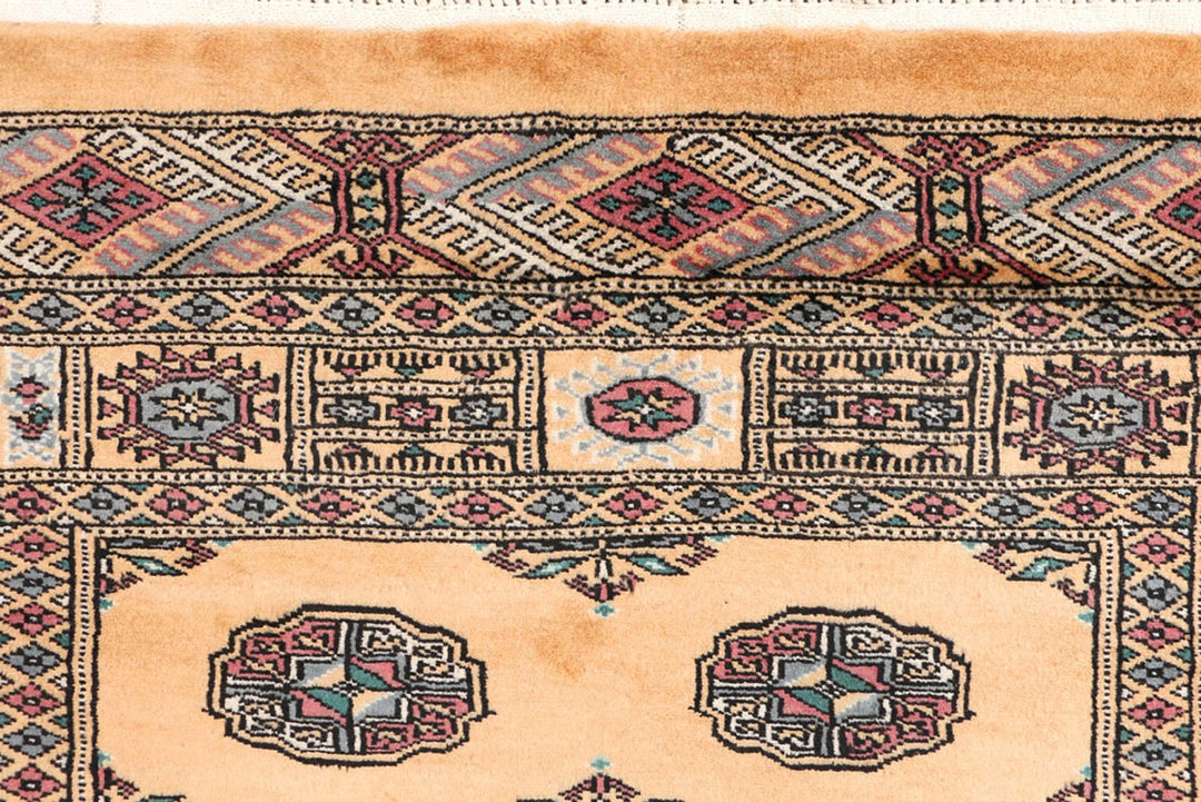 Yellow Pakistani Bokhara Rug 3' 2" x 5' 11" Hand-Knotted | No. QA65380