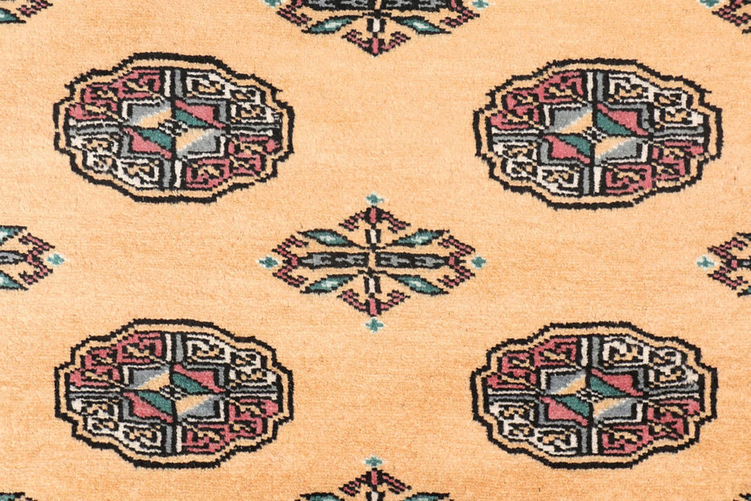 Yellow Pakistani Bokhara Rug 3' 2" x 5' 11" Hand-Knotted | No. QA65380