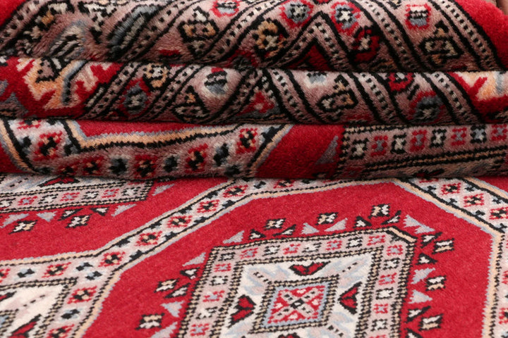 Dark Red Pakistani Jaldar Rug 4' 1" x 5' 9" Hand-Knotted | No. QA65435
