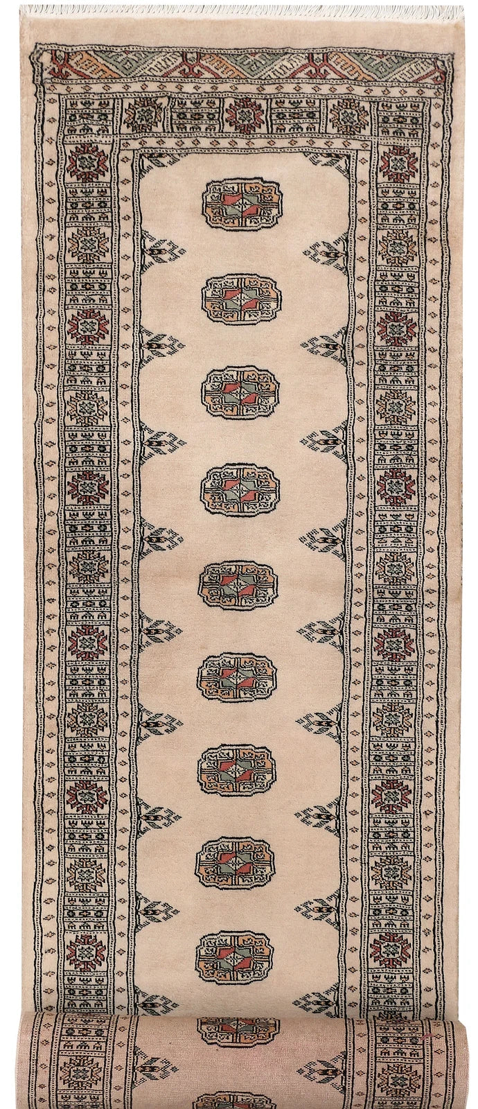 Tan Bokhara Rug 2' 7" x 8' 4" Hand-Knotted | No. QA65514