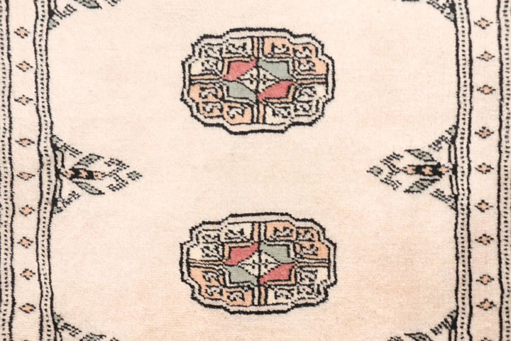 Tan Bokhara Rug 2' 7" x 8' 4" Hand-Knotted | No. QA65514
