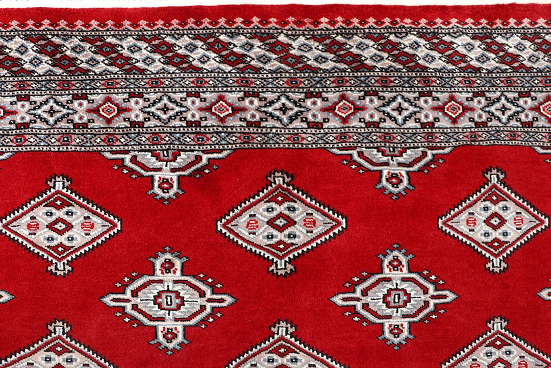 Red Pakistani Jaldar Rug 5' 1" x 8' 4" Hand-Knotted | No. QA65521