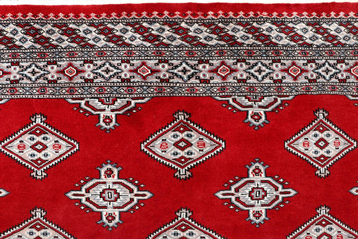 Red Pakistani Jaldar Rug 5' 1" x 8' 4" Hand-Knotted | No. QA65521