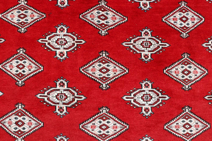 Red Pakistani Jaldar Rug 5' 1" x 8' 4" Hand-Knotted | No. QA65521