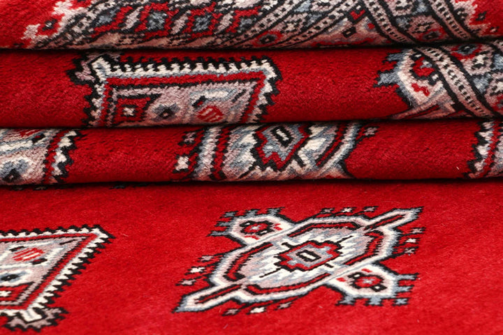 Red Pakistani Jaldar Rug 5' 1" x 8' 4" Hand-Knotted | No. QA65521