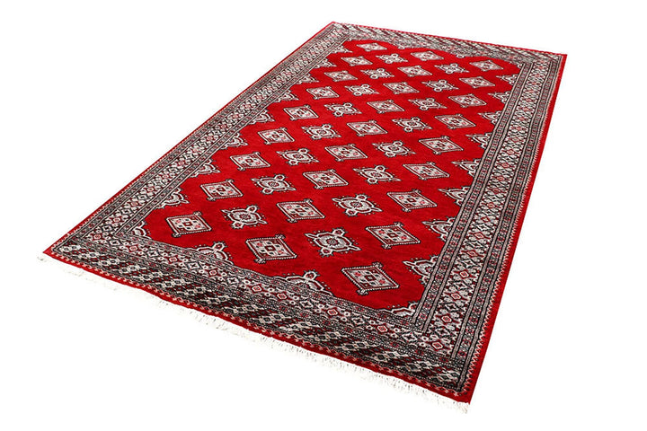 Red Pakistani Jaldar Rug 5' 1" x 8' 4" Hand-Knotted | No. QA65521