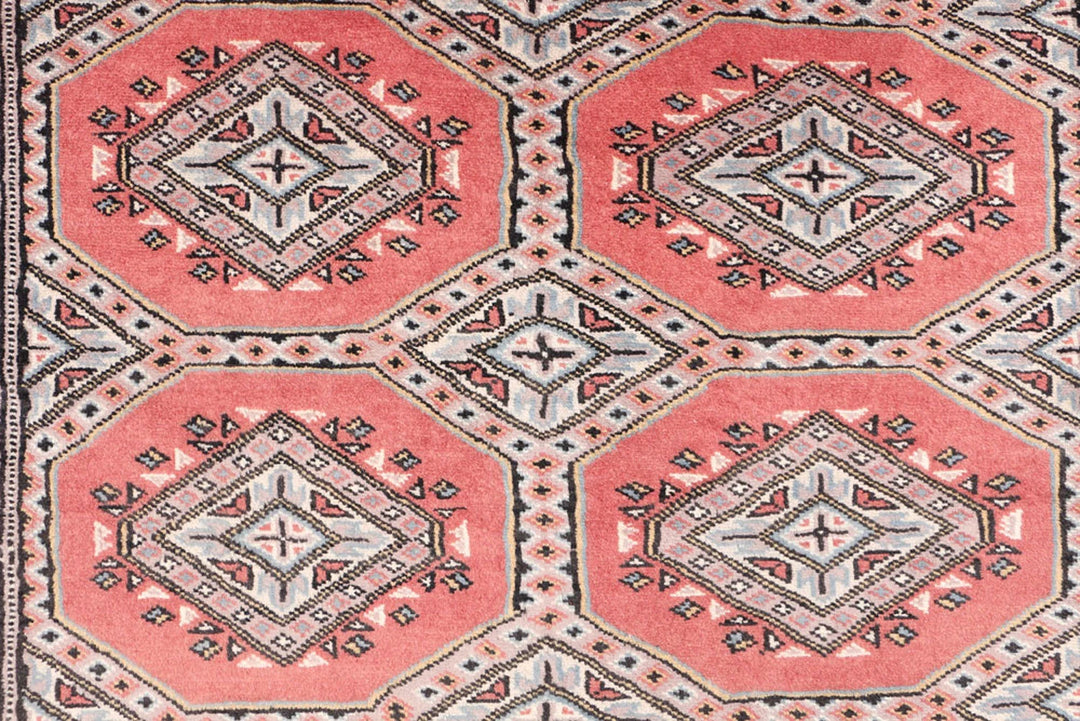 Red Pakistani Jaldar Rug 4' x 5'10" Hand-Knotted | No. QA65704