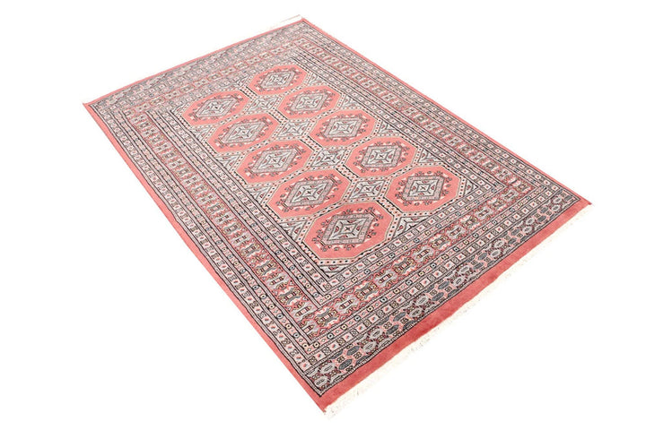 Red Pakistani Jaldar Rug 4' x 5'10" Hand-Knotted | No. QA65704