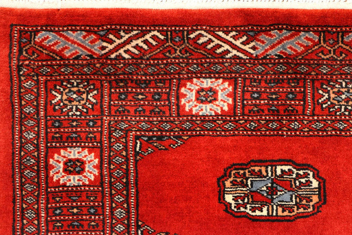 Firebrick Pakistani Bokhara Runner 2' 7" x 11' 1" Hand-Knotted | No. QA65763