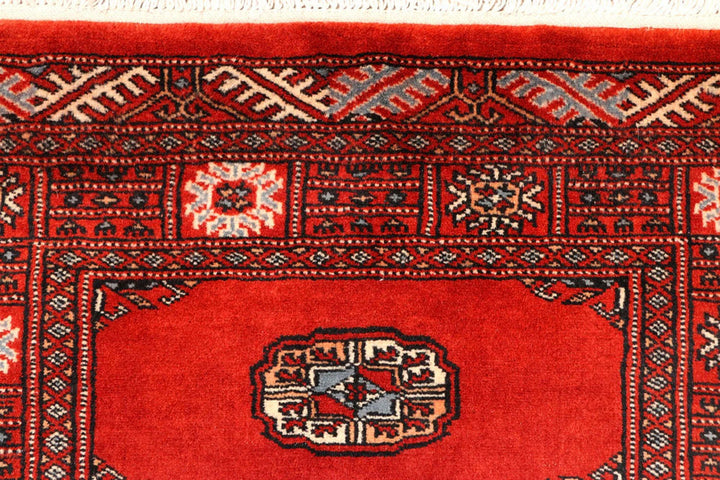 Firebrick Pakistani Bokhara Runner 2' 7" x 11' 1" Hand-Knotted | No. QA65763
