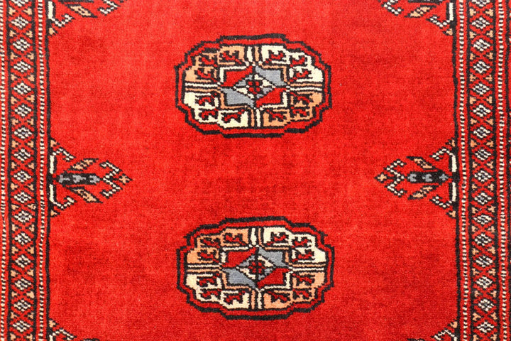 Firebrick Pakistani Bokhara Runner 2' 7" x 11' 1" Hand-Knotted | No. QA65763