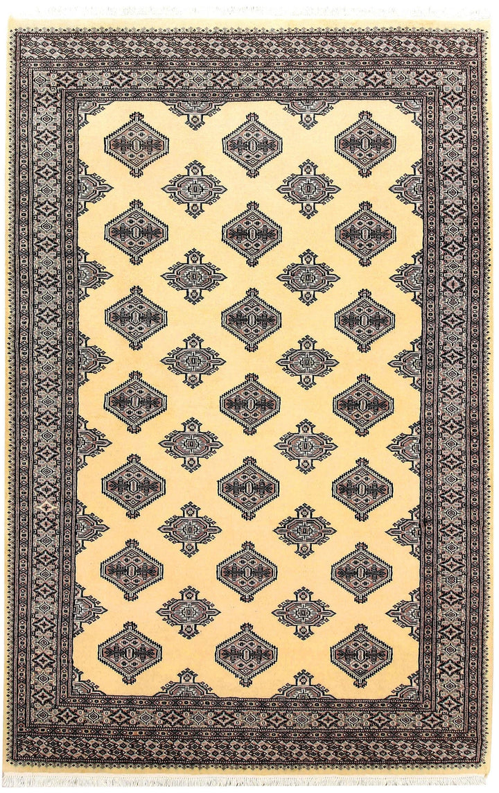 Yellow Pakistani Jaldar Rug 5' 1" x 7' 10" Hand-Knotted | No. QA65864