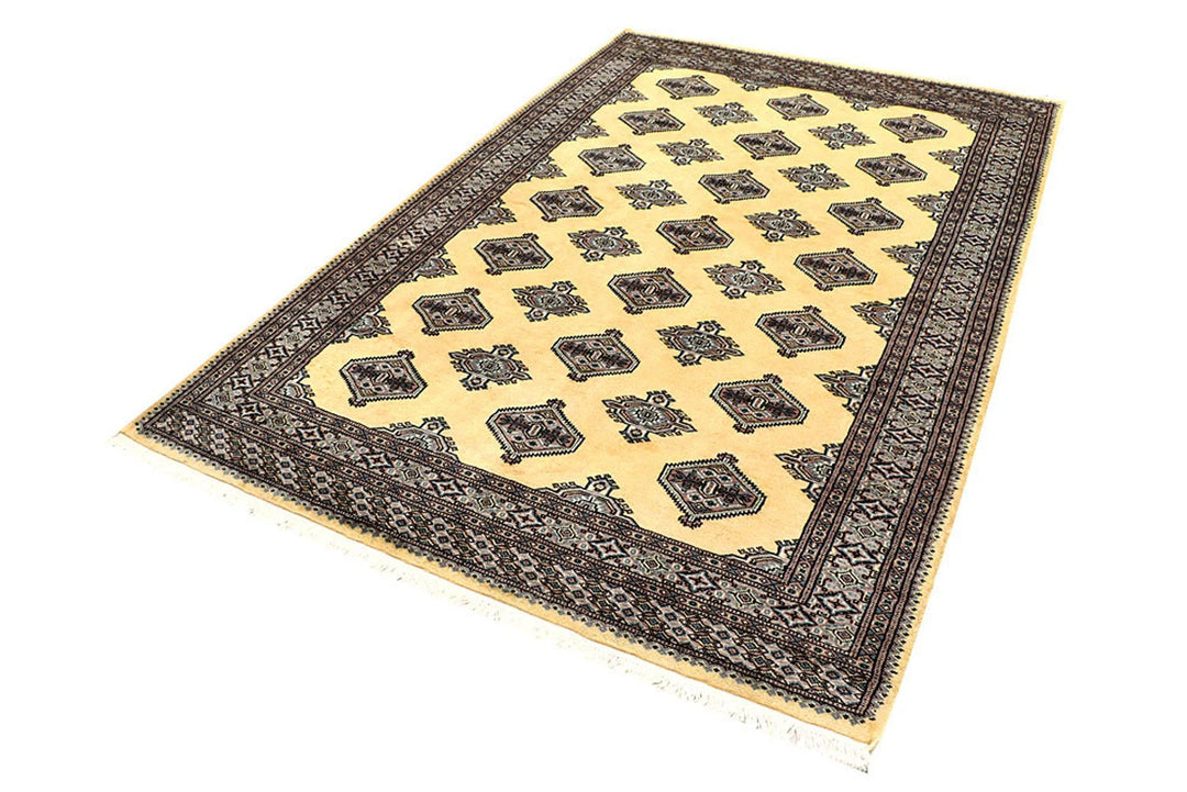 Yellow Pakistani Jaldar Rug 5' 1" x 7' 10" Hand-Knotted | No. QA65864
