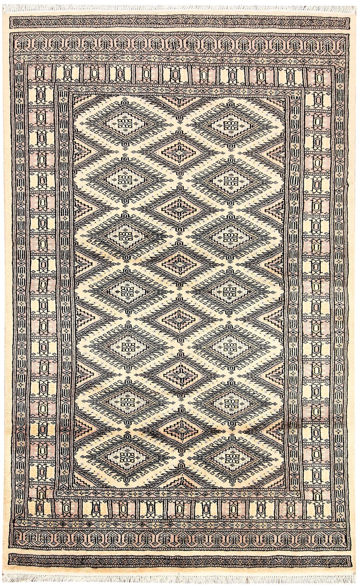 Brown Pakistani Jaldar Rug 3' 11" x 6' 3" Hand-Knotted | No. QA65917