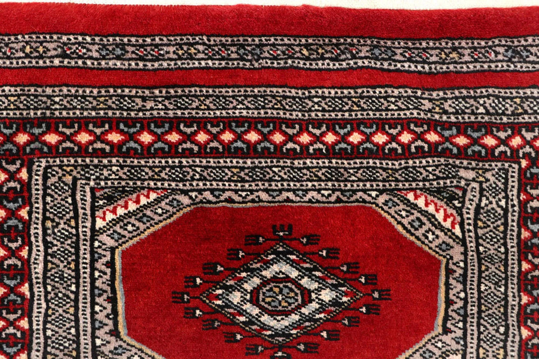 Red Pakistani Jaldar Rug 2' 4" x 8' 10" Hand-Knotted | No. QA65982