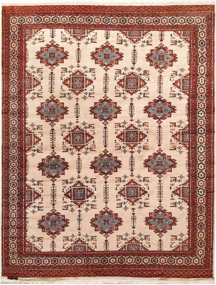 Bisque Pakistani Jaldar Rug 8' 4" x 10' 10" Hand-Knotted | No. QA65992