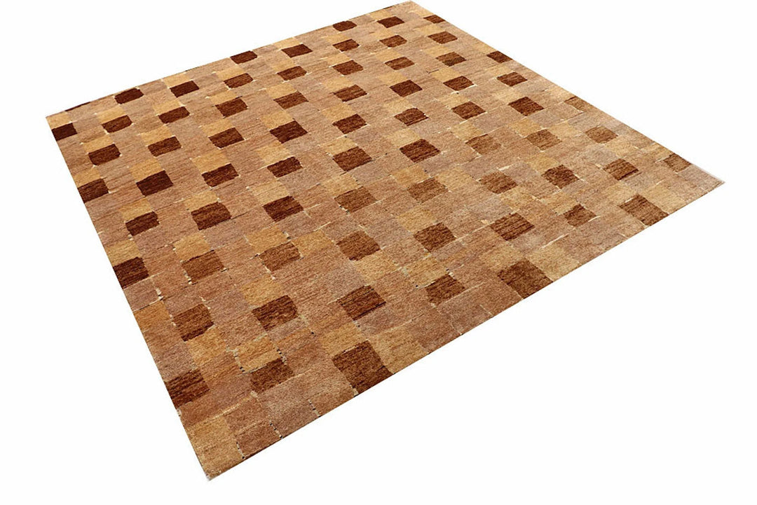 Brown Pakistani Gabbeh Rug 5' 10" x 6' Hand-Knotted | No. QA66001