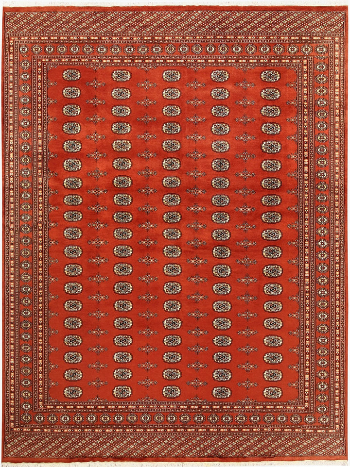Orange Red Pakistani Bokhara Rug 7' 10" x 10' 6" Hand-Knotted | No. QA66058