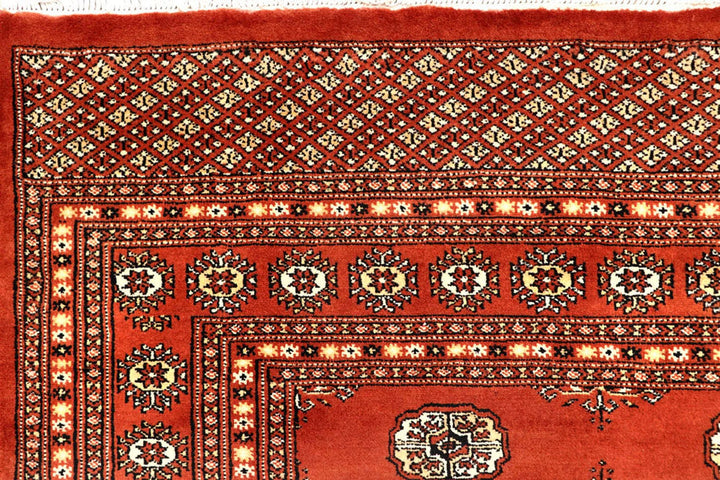 Orange Red Pakistani Bokhara Rug 7' 10" x 10' 6" Hand-Knotted | No. QA66058