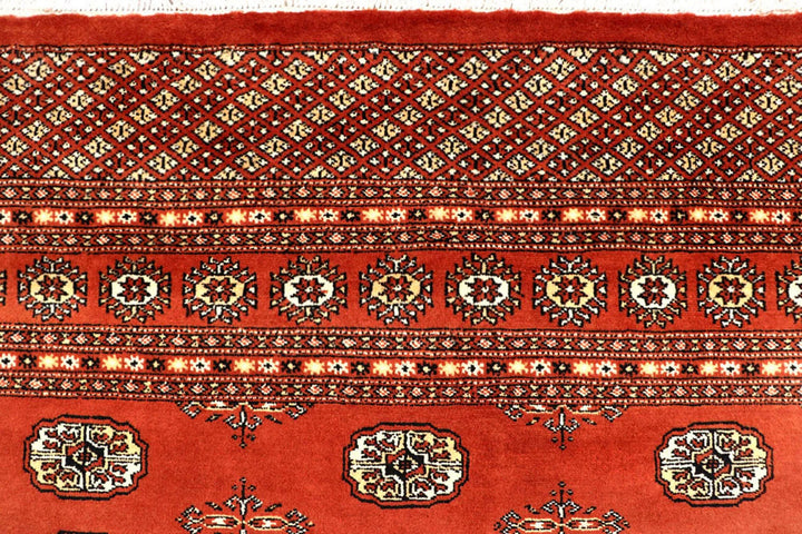 Orange Red Pakistani Bokhara Rug 7' 10" x 10' 6" Hand-Knotted | No. QA66058