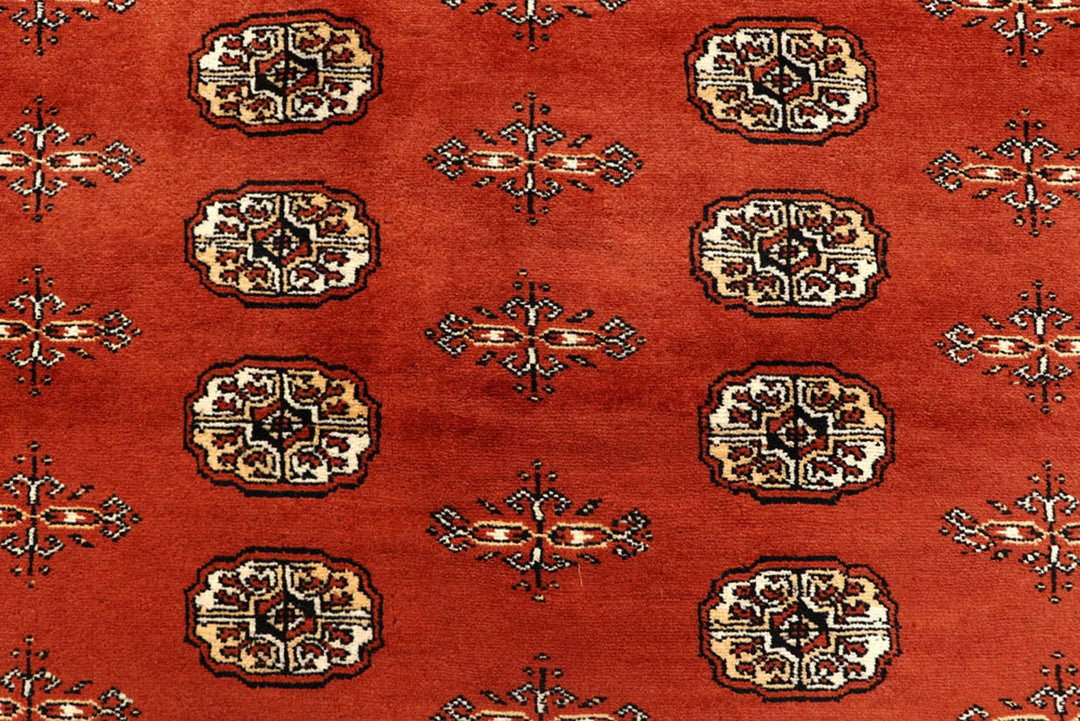 Orange Red Pakistani Bokhara Rug 7' 10" x 10' 6" Hand-Knotted | No. QA66058