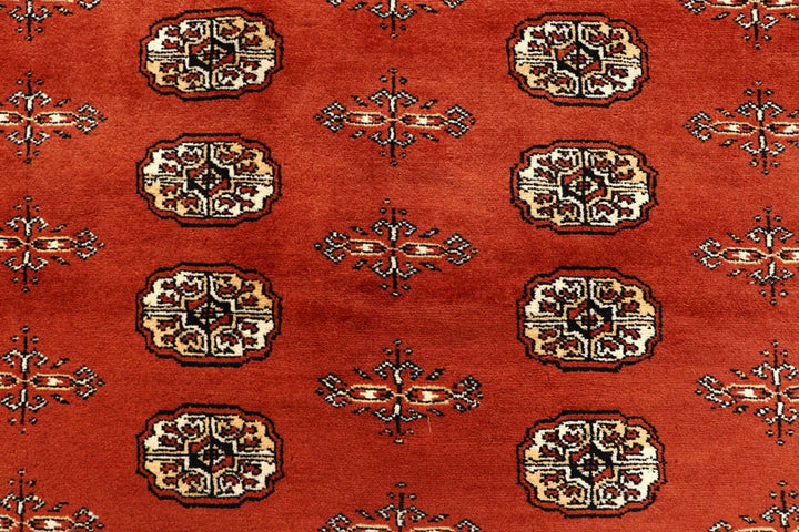Orange Red Pakistani Bokhara Rug 7' 10" x 10' 6" Hand-Knotted | No. QA66058