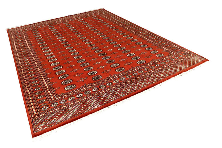 Orange Red Pakistani Bokhara Rug 7' 10" x 10' 6" Hand-Knotted | No. QA66058