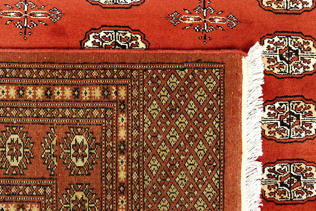 Orange Red Pakistani Bokhara Rug 7' 10" x 10' 6" Hand-Knotted | No. QA66058