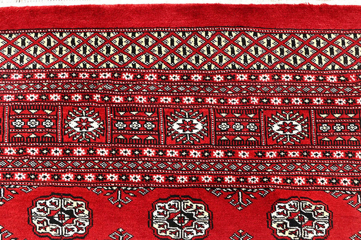 Red Pakistani Bokhara Rug 6' x 8'6" Hand-Knotted | No. QA66415
