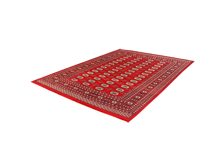 Red Pakistani Bokhara Rug 6' x 8'6" Hand-Knotted | No. QA66415
