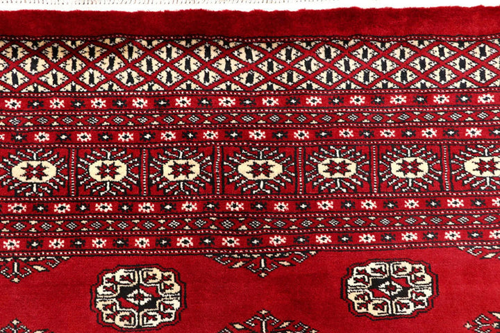Firebrick Red Pakistani Bokhara Rug 8' x 10' 4" Hand-Knotted | No. QA66586