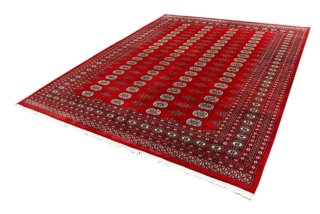 Firebrick Red Pakistani Bokhara Rug 8' x 10' 4" Hand-Knotted | No. QA66586