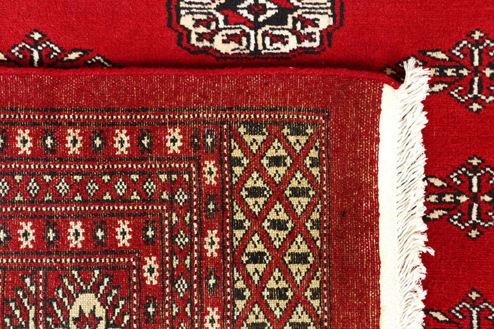 Firebrick Red Pakistani Bokhara Rug 8' x 10' 4" Hand-Knotted | No. QA66586