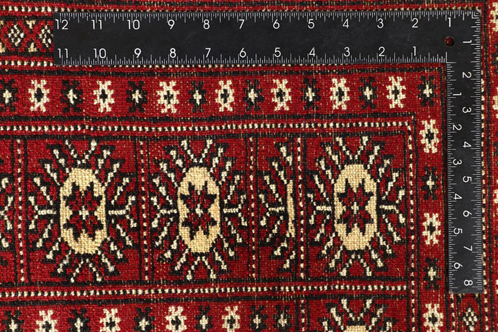 Firebrick Red Pakistani Bokhara Rug 8' x 10' 4" Hand-Knotted | No. QA66586