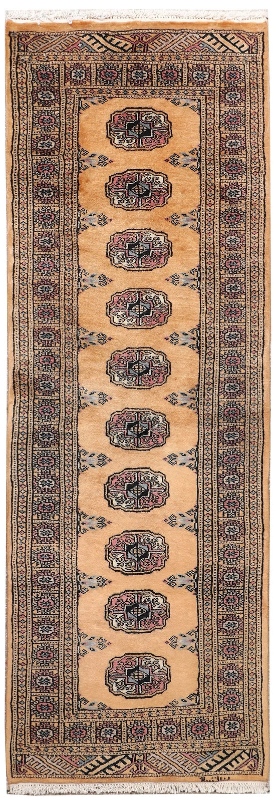 Navajo White Pakistani Bokhara Rug 2' 1" x 6' 1" Hand-Knotted | No. QA66605