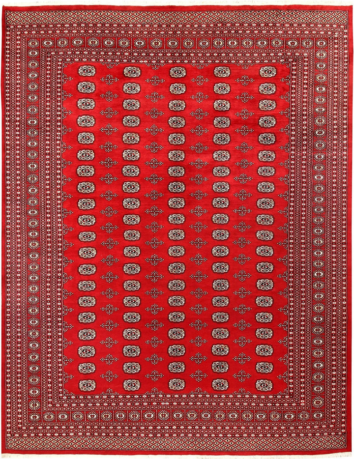 Red Pakistani Bokhara Rug 9' 4" x 12' Hand-Knotted | No. QA66638