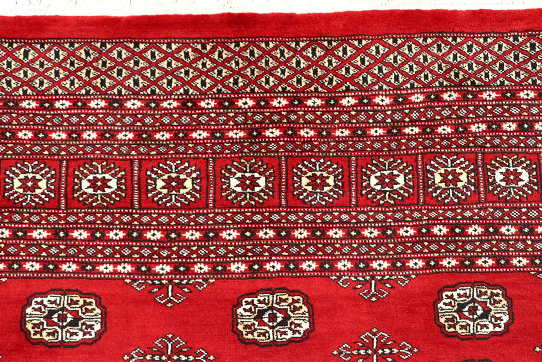 Red Pakistani Bokhara Rug 9' 4" x 12' Hand-Knotted | No. QA66638