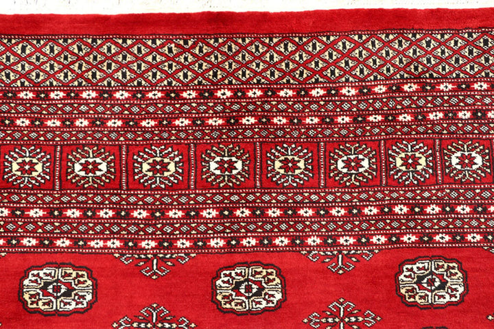 Red Pakistani Bokhara Rug 9' 4" x 12' Hand-Knotted | No. QA66638
