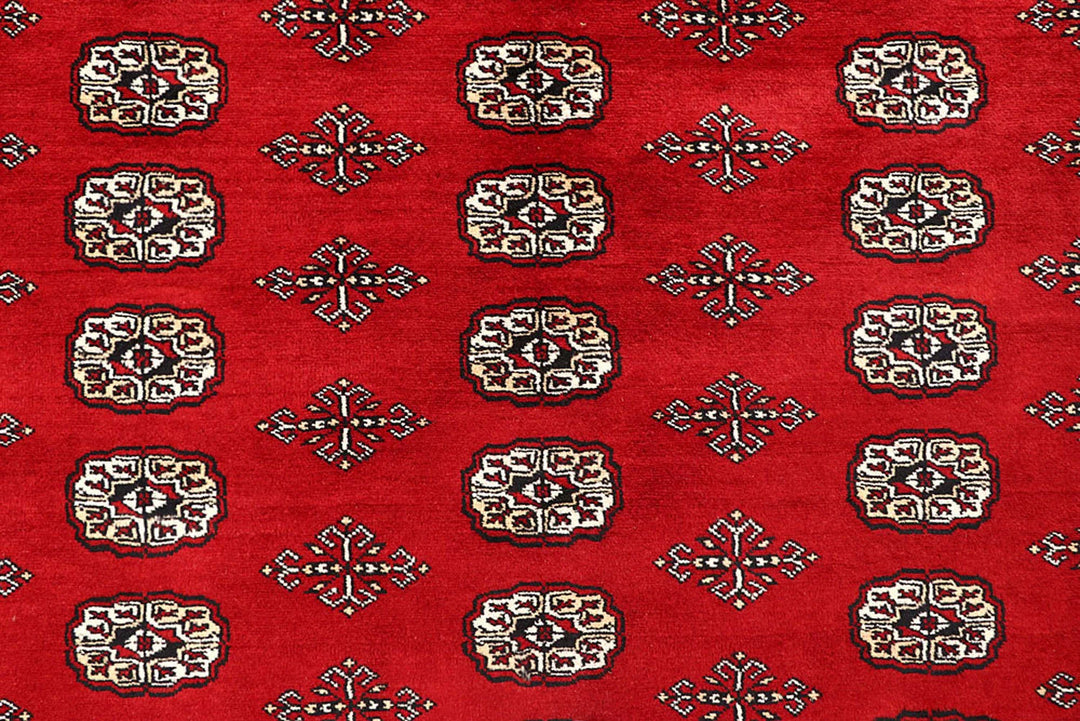 Red Pakistani Bokhara Rug 9' 4" x 12' Hand-Knotted | No. QA66638