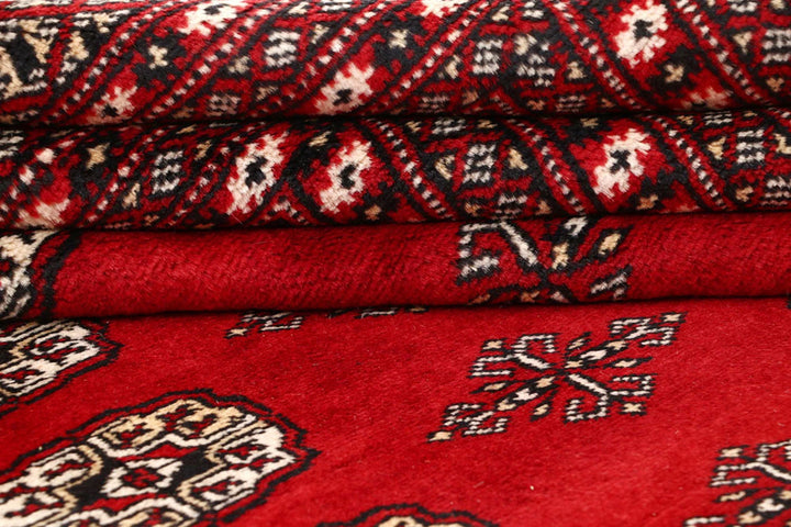 Red Pakistani Bokhara Rug 9' 4" x 12' Hand-Knotted | No. QA66638