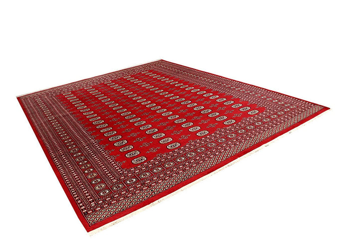 Red Pakistani Bokhara Rug 9' 4" x 12' Hand-Knotted | No. QA66638