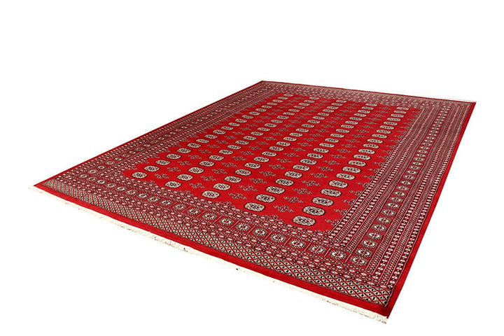 Red Pakistani Bokhara Rug 9' 4" x 12' Hand-Knotted | No. QA66638