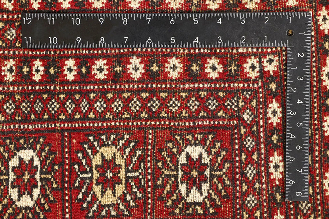 Red Pakistani Bokhara Rug 9' 4" x 12' Hand-Knotted | No. QA66638